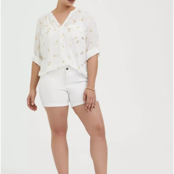 810-12 NEW Torrid Harper Georgette White Gold Pineapple Blouse Size L/12, 0 - Picture 2 of 15